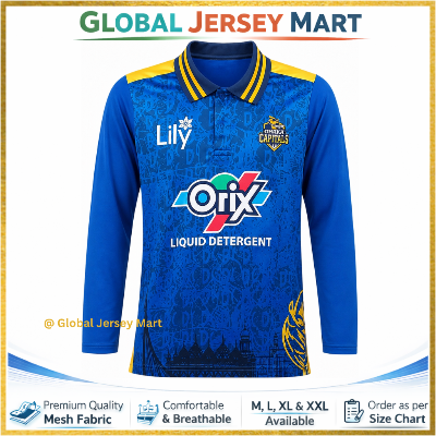 Picture of BPL 2025 Cricket Jersey - Dhaka Capitals / Dhaka Capitals BPL 2025 Cricket Jersey - Full Sleeve Polo Jersey For Cricket Enthusiasts - Navy Blue