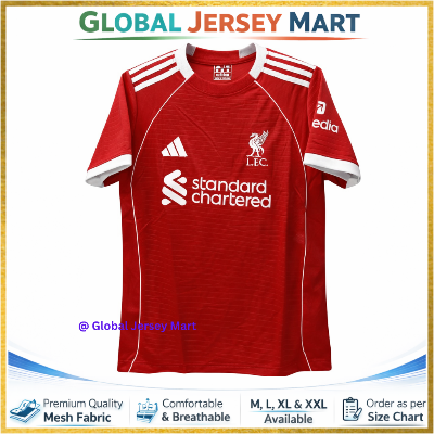 Picture of Liverpool Home Jersey 2024/25 – Adidas – Standard Chartered – Short Sleeve Football Jersey – England/English Football Club Fan Edition - Red