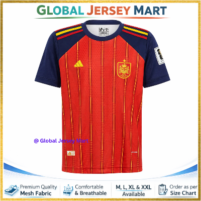 Picture of Spain Home Jersey 2010 – Adidas – Short Sleeve Football Jersey – Spain/Spanish National Team Fan Shirt (Red & Navy) - Red