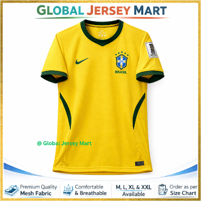 Picture of Nike Brazil Home Jersey 2024/25 – CBF Crest – Short Sleeve Football Jersey – Yellow/Green Brazil National Team Fan Jersey - Yellow