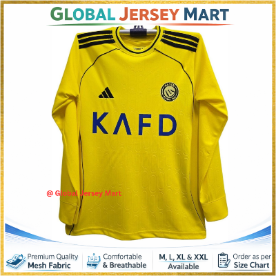 Picture of Al Nassr Home Jersey 2023/24 – KAFD Sponsor – Full Sleeve Football Jersey – Saudi/Saudi Pro League Club Jersey - Yellow