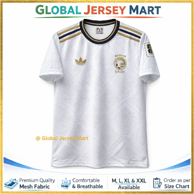 Picture of Saudi Arabia National Team Home Jersey 2024/25 – SAFF Crest – Embossed Pattern – Short Sleeve Football Fan Jersey - White