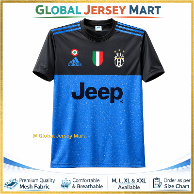 Picture of Juventus Away Jersey 2016/17 – Jeep Sponsor – Adidas Style – Short Sleeve Football Jersey – Italy/Serie A Club Fan Shirt (Black & Blue) - Blue