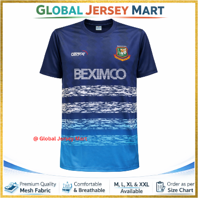 Picture of Home Nation National Cricket Team Home Jersey 2024/25 – BEXIMCO Sponsor – Short Sleeve Fan Edition Cricket Jersey – Navy Blue Gradient Bangladesh Team Shirt