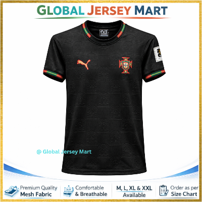 Picture of Portugal Football Polo Jersey 2025/26 – Black Special Edition – Short Sleeve Premium Fan Edition - Portugal National Team Jersey - Black