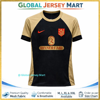 Picture of Atletico Madrid Away Jersey 2024/25 – Riyadh Air – Short Sleeve Football Jersey – Black/Gold Spain Club Jersey - Black