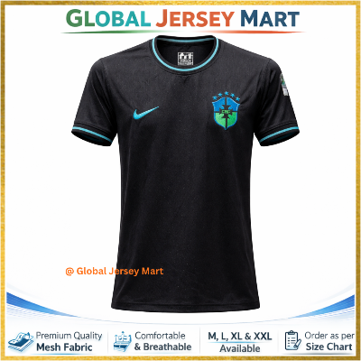 Picture of Brazil CBF Black Away Jersey 2024/25 – Nike Sponsor Jersey – Short Sleeve Football Jersey – Brazil National Team Fan Edition - Black