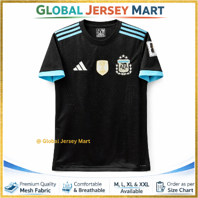 Picture of Argentina Away Jersey 2024/25 – Adidas – Short Sleeve Football Jersey – AFA Black Fan Edition – Argentina National Team Soccer Shirt - Black