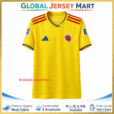 Picture of Colombia Home Jersey 2024/25 – Adidas – Embossed Pattern – Short Sleeve Football Jersey – Colombia National Team Fan Shirt (Yellow & Blue/Red Details) - Yellow