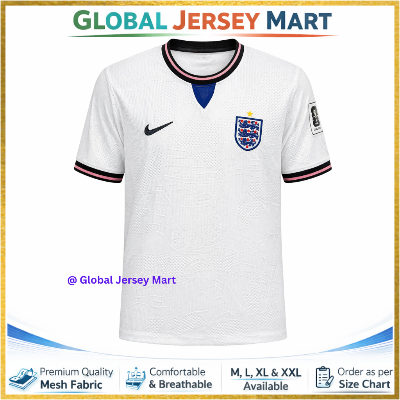 Picture of England Home Jersey 2024/25 – Nike – Embossed White – Short Sleeve Football Jersey – England/English National Team Fan Shirt (White) - White