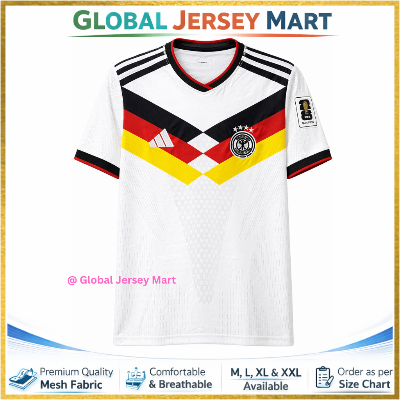 Picture of Germany Home Jersey 1990 – Adidas – Retro Style – Short Sleeve Football Jersey – Germany/DFB Fan Shirt (White, Black, Red, Yellow) - White