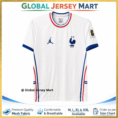 Picture of France (FFF) Away Jersey 2024/25 – Addidas - Jordan Logo – Short Sleeve Football Jersey – France National Team Fan Shirt (White) - White