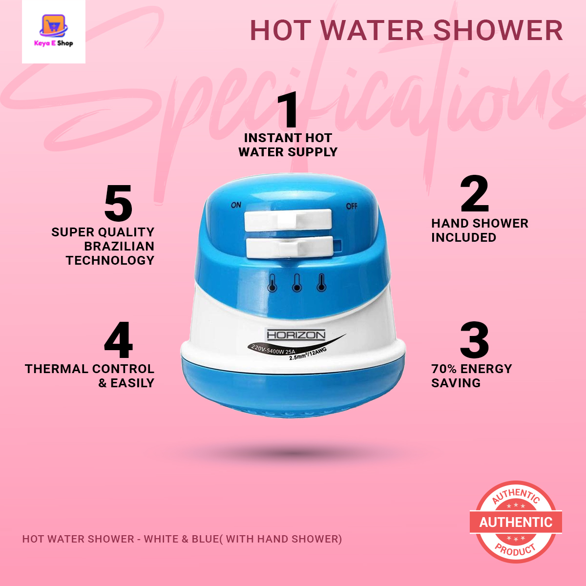 Picture of Hot Water Shower - White & Blue( With Hand Shower)