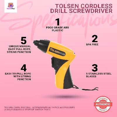 Picture of TOLSEN Cordless Drill Screwdriver w/ 24 pcs Accessories (4.8V) Forward & Reverse Switch 79011