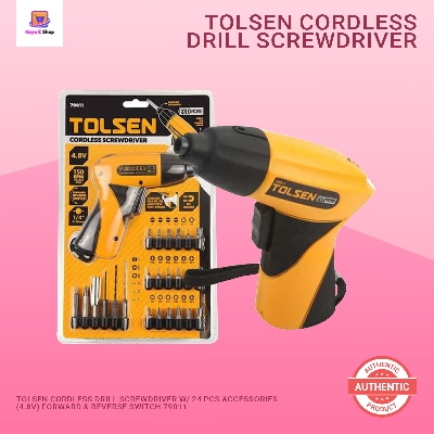 Picture of TOLSEN Cordless Drill Screwdriver w/ 24 pcs Accessories (4.8V) Forward & Reverse Switch 79011