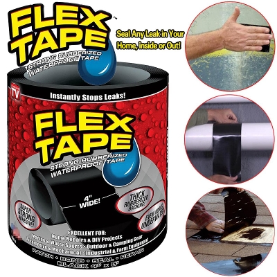 Picture of Super Strong Adhesive Tape Black Flex Tape Waterproof Stop Leaks Seal Repair Tape Self Fix Fiberfix Insulating Duct Tape washi