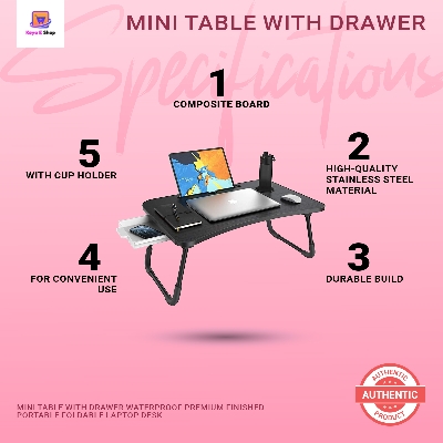 Picture of Mini Table With Drawer Waterproof Premium Finished Portable Foldable Laptop Desk Home Laptop Table Folding Laptop Table Laptop Stand - Laptop Table - Laptop Table - Laptop Table