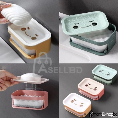 Picture of Double Layer Soap Box Non-slip Bathroom Soap Holder Creative Kitchen Dish Brush Rack Household Tray Holder Case Container