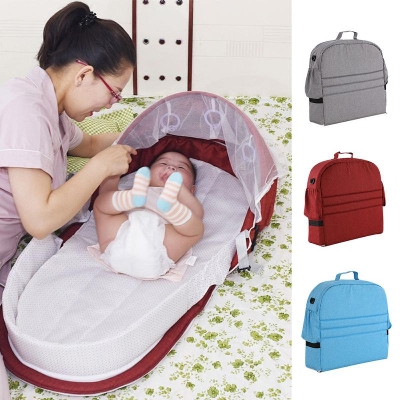 Picture of Baby Bed Baby Travel Portable Mobile Crib Baby Nest Cot Newborn Multi-function Folding Bed Child Foldable Chair With Toys Mosquito Net