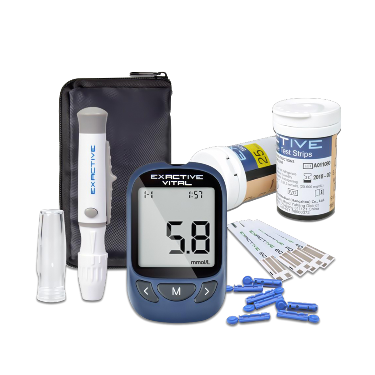 Picture of USA EXACTIVE VITAL GLUCOSE METER Honstime with 10 Free Strips - USA's Best Blood Sugar Glucometer with 5 Years Full Replacement Warranty 