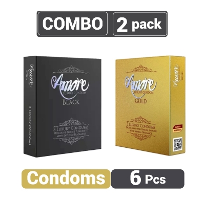 Picture of Amore Luxury Gold & Black Condom  Pack of Two  6 Pcs Condom (Gold & Black)