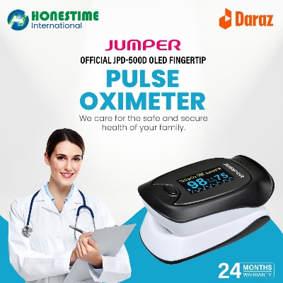 Picture of JUMPER Official JPD-500D OLED Fingertip Pulse Oximeter for SpO2, PR, PI Measurement | 2 Year full Replacement Warranty by HONESTIME (Black)