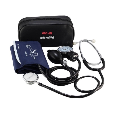 Picture of Swiss Micro Life Manual Blood Pressure Measurement Device with 2 Years Warranty, Stethoscope Included (Black)