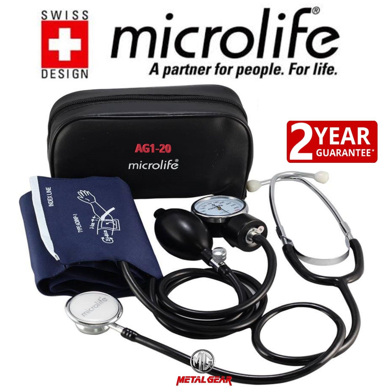 Picture of Swiss Micro Life Manual Blood Pressure Measurement Device with 2 Years Warranty, Stethoscope Included (Black)