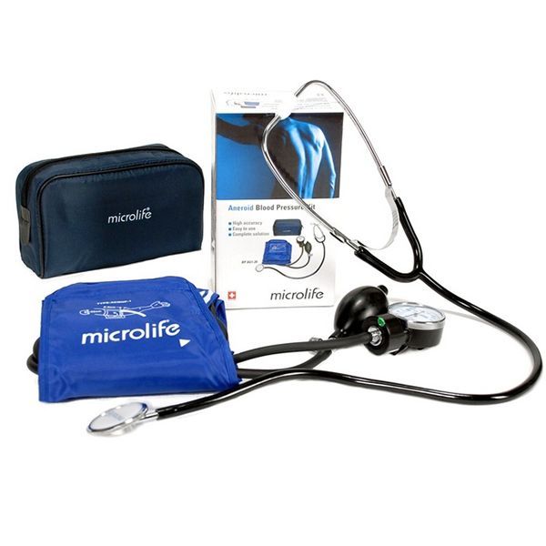 Picture of Swiss Micro Life Manual Blood Pressure Measurement Device with 2 Years Warranty, Stethoscope Included (Black)