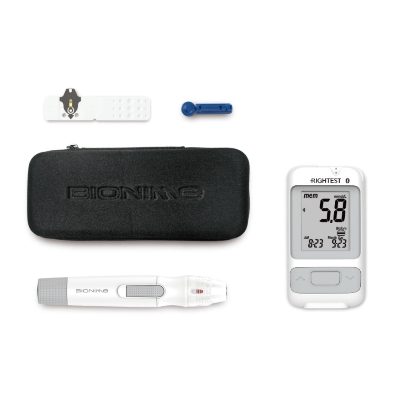 Picture of Bionime Rightest  GM 700S or SB, World's Best Smart Glucometer Blood Glucose Monitor with 10 Test Strips Free - 5 Years Warranty - Taiwan Made (White)