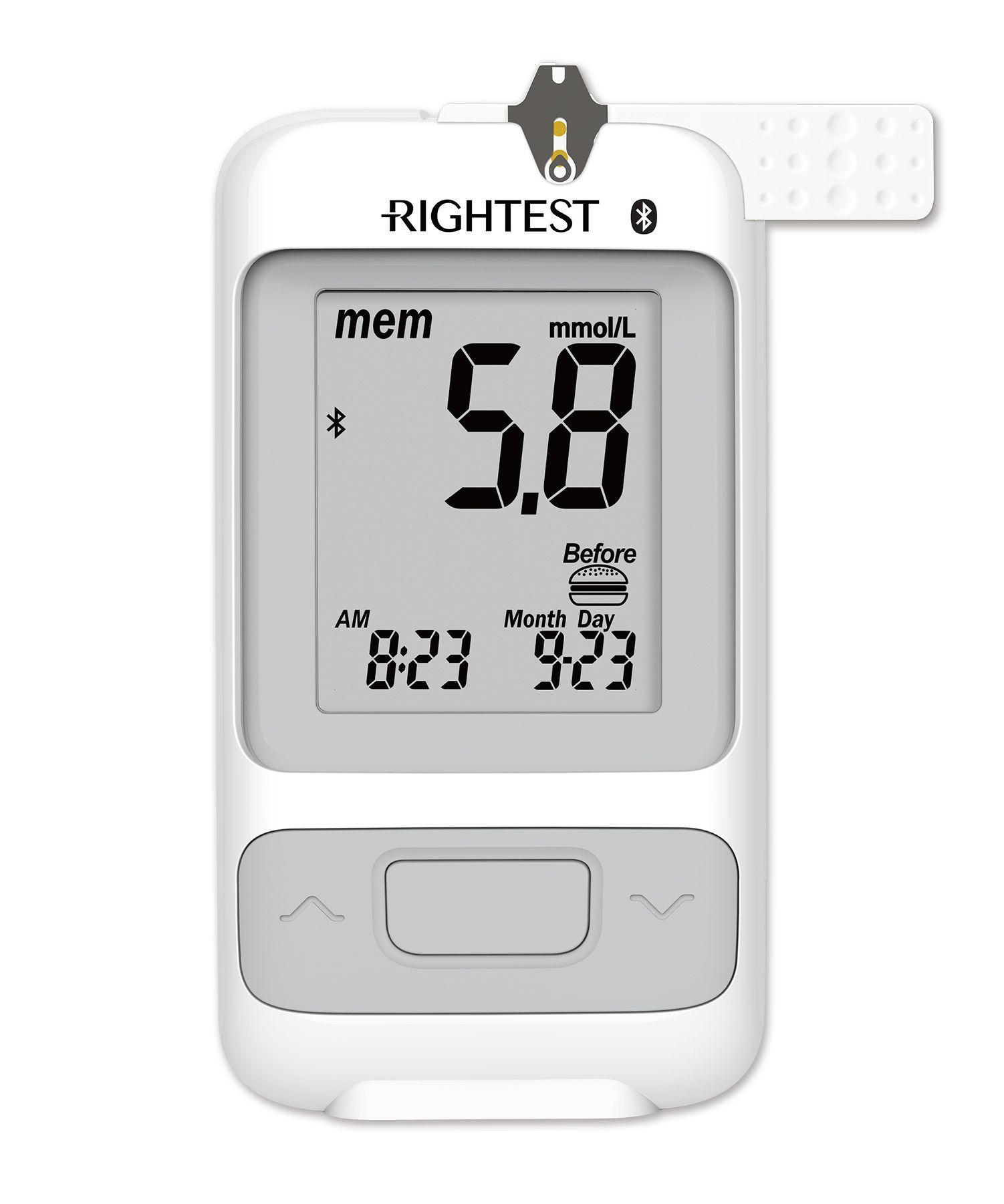 Picture of Bionime Rightest  GM 700S or SB, World's Best Smart Glucometer Blood Glucose Monitor with 10 Test Strips Free - 5 Years Warranty - Taiwan Made (White)