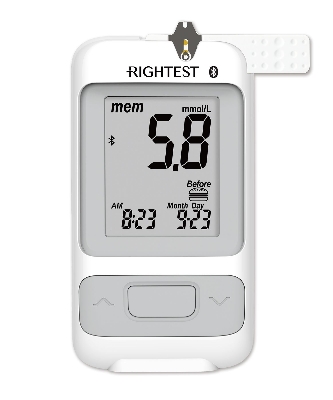 Picture of Bionime Rightest  GM 700S or SB, World's Best Smart Glucometer Blood Glucose Monitor with 10 Test Strips Free - 5 Years Warranty - Taiwan Made (White)