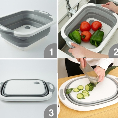 Picture of DomoSecret Chopping Board Folding Drain Basket Multifunction 3 In 1 S