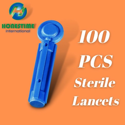 Picture of Glucometer and Hizama Pen's Bacterial-Free Single-Use Pain-Free Lancing Set SUI-100. 