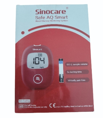 Picture of Sinocare Safe AQ Smart Glucometer Blood Glucose/Sugar Test Meter Diabetes Test Machine Blood Glucose Monitoring System by Honestime 