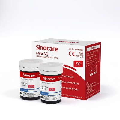 Picture of Sinocare Safe AQ 50 Pcs Test Strip Smart Glucometer Blood Glucose / Suger Test Strip Diabetes Test Strip for Blood Glucose Monitoring System by Honestime 