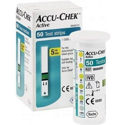 Picture of Accu Chek ACTIVE, Blood Glucose Test Strips (50 Strips/100 pcs) Authentic SMS Verification 12 to 24 Months Validity by Honestime (Multicolor)