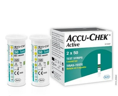 Picture of Accu Chek ACTIVE, Blood Glucose Test Strips (50 Strips/100 pcs) Authentic SMS Verification 12 to 24 Months Validity by Honestime (100 pcs)