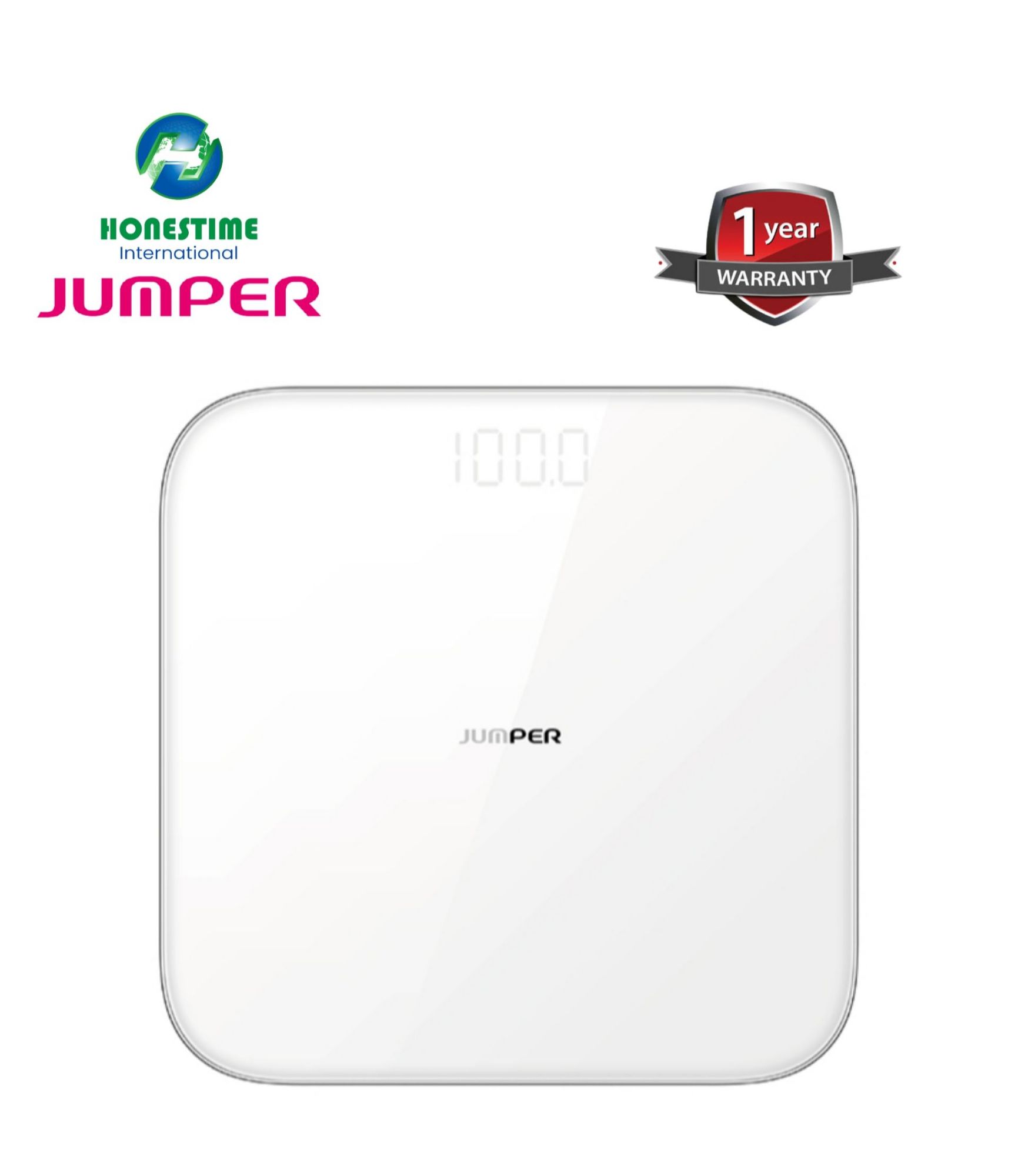 Picture of JUMPER Official JPD BS-200 High Precision Double Tempered Glass Digital Body Weight Scale Device | 1 Year full Replacement Warranty by HONESTIME (White)