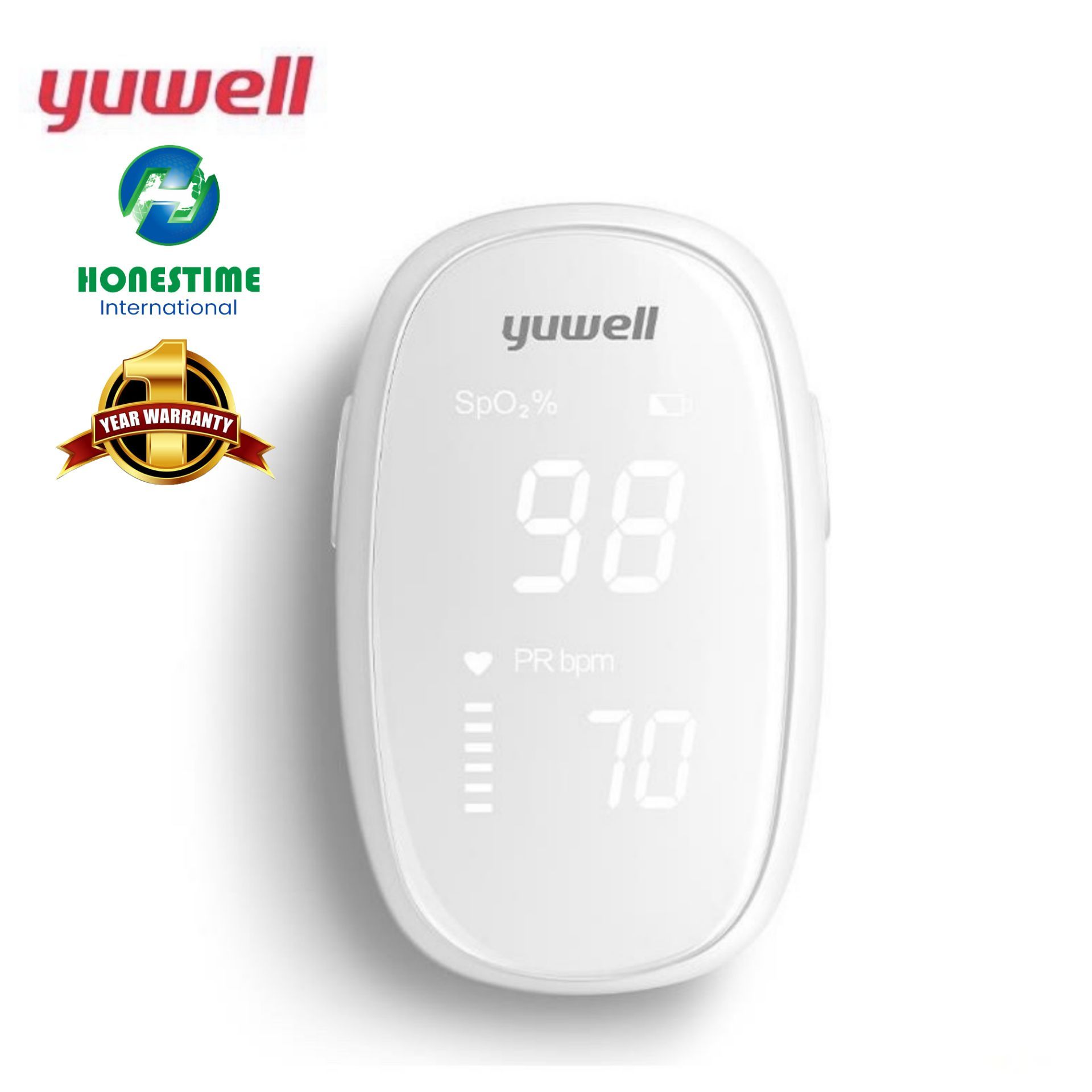 Picture of yuwell YX-102 Finger Clip Pulse Oximeter Blood Oxygen Saturation Detector Pulse Rate Monitor Self-induction Measurement High-speed Sensor LED Screen  1 Year full Replacement Warranty by Honestime (White)