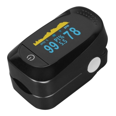 Picture of IMDK Oled Display Finger Tip Pulse Oximeter for SpO2/PR-C101A2  | 6 Months of full Replacement Warranty by Honestime (Black)