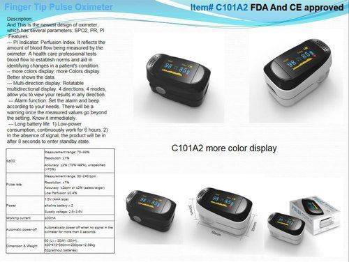 Picture of IMDK Oled Display Finger Tip Pulse Oximeter for SpO2/PR-C101A2  | 6 Months of full Replacement Warranty by Honestime (Black)