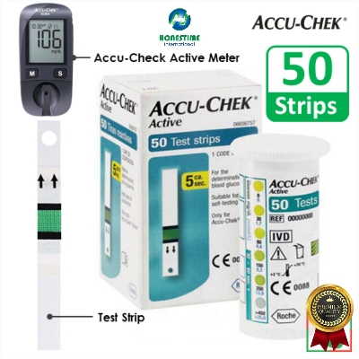 Picture of Accu Chek ACTIVE, Blood Glucose Test Strips (50 Strips) Authentic SMS Verification at least from  6 month up to 24 Months Validity by Honestime (Multicolor)