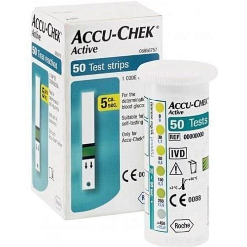 Picture of Accu Chek ACTIVE, Blood Glucose Test Strips (50 Strips) Authentic SMS Verification at least from  6 month up to 24 Months Validity by Honestime (Multicolor)
