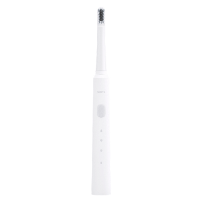 Picture of Realme N1 Sonic Electric Toothbrush Premium Quality Duopont 99.99% Antibacterial Food Grade , 1 time Charge 65 times use Expiry indicating Blue bristle 2000 rpm IP67 Water resistant (White)