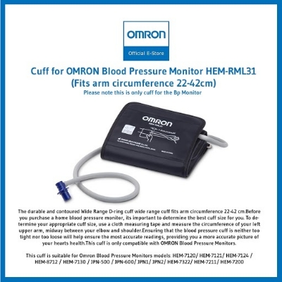 Picture of Japanese Technology Omron Blood Pressure Large Cuff HEM-RML31 for Omron BP Monitor HEM-7120/7121/ JPN-500/JPN-600 / HEM-7121J Large 9-17 Inches |  6 Months of Warranty by HONESTIME (Black)