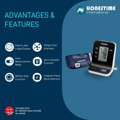 Picture of Japan Tech OMRON HBP-1120  Upper Arm Blood Pressure Monitor | 5 Year Brand Warranty by Omron/Honestime (Wither Black,M (8.7 - 12.5 inch))