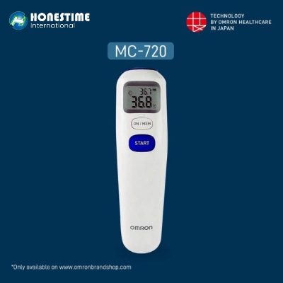 Picture of Japanese Technology Omron Mc-720 Non-Contact Forehead Infrared Thermometer for Children & Adults | 12 Months Brand Warranty by Omron / Honestime (White)