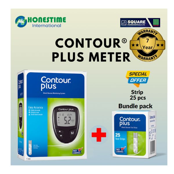 Picture of CONTOUR PLUS meter Blood Glucose Monitoring Device and 25 Pcs Strip Bundle Offer Brought to you by Panasonic + Ascensia Diabetic Care + Square Pharmaceuticals + Honestime 
