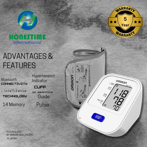 Picture of Omron Bluetooth Digital HEM 7140T1 Blood Pressure Monitor with Cuff Wrapping Guide, Hypertension Indicator & Intellisense Technology For Most Accurate Measurement 
